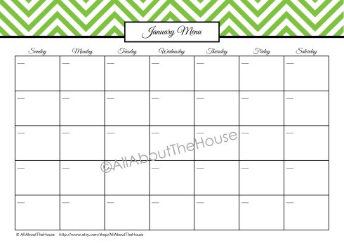 12 Monthly Meal Planners - Green