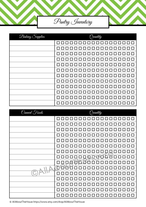 Pantry Inventory (3 pages) - Green