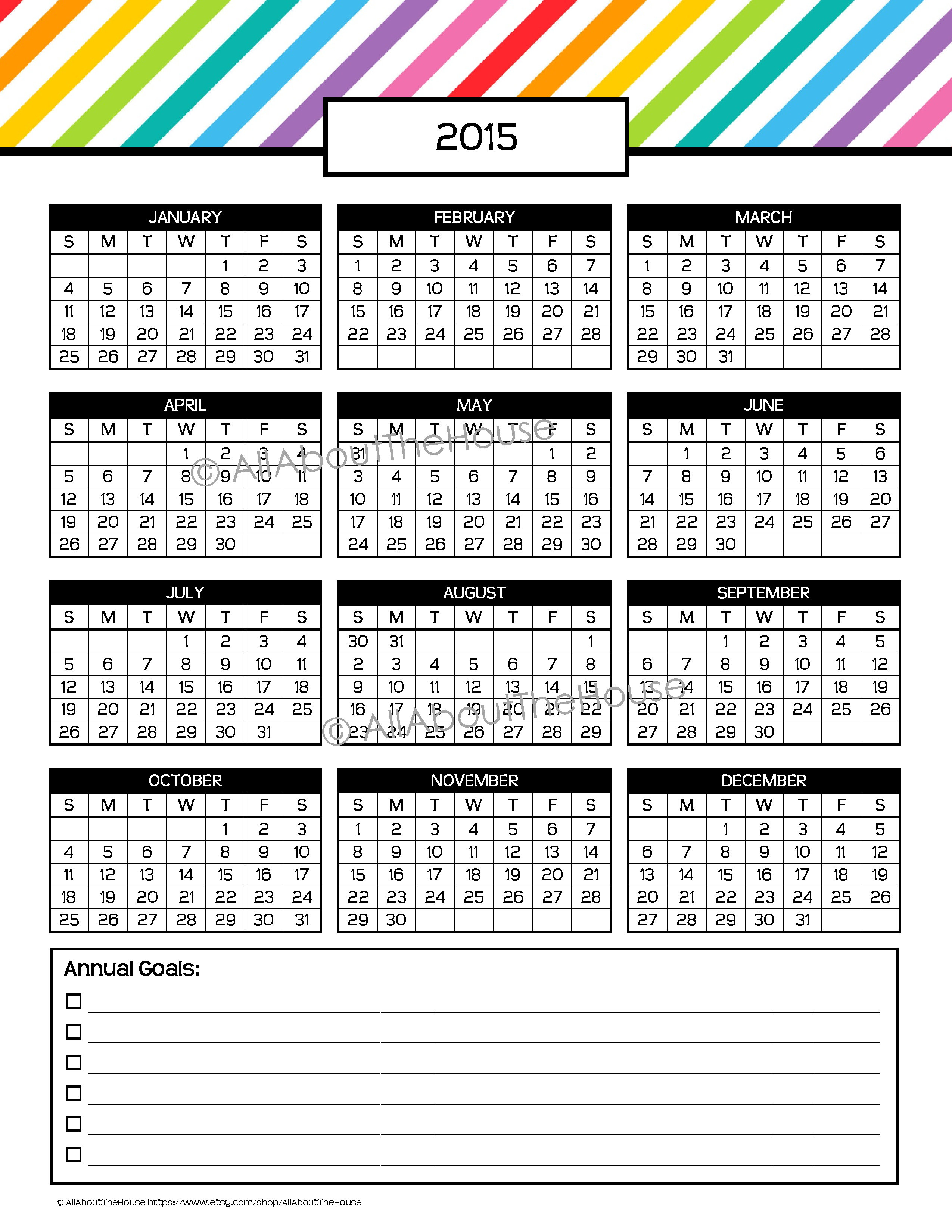 2015 Calendar Printable
