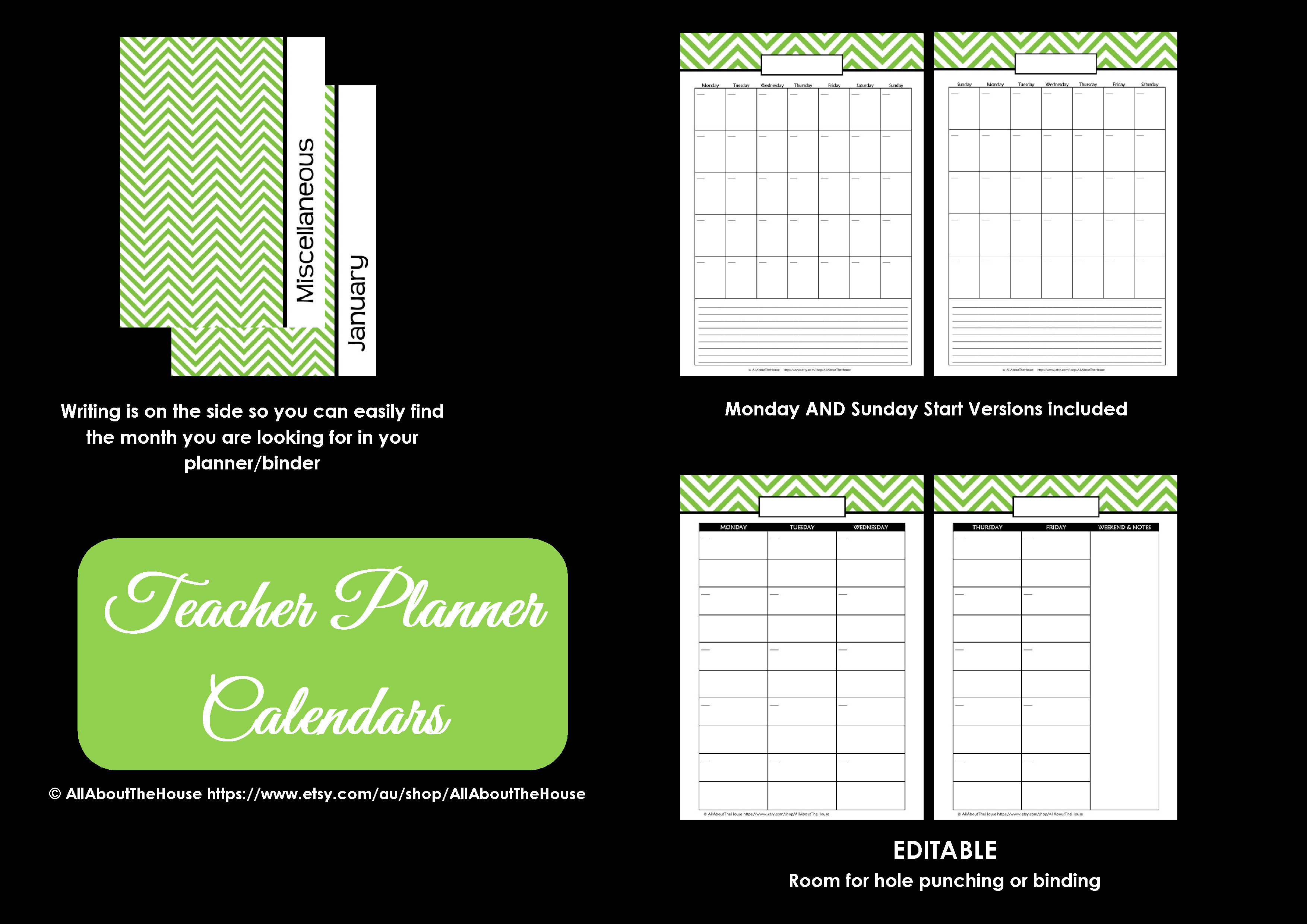 teacher planner lesson planner monthly planner cover printable binder