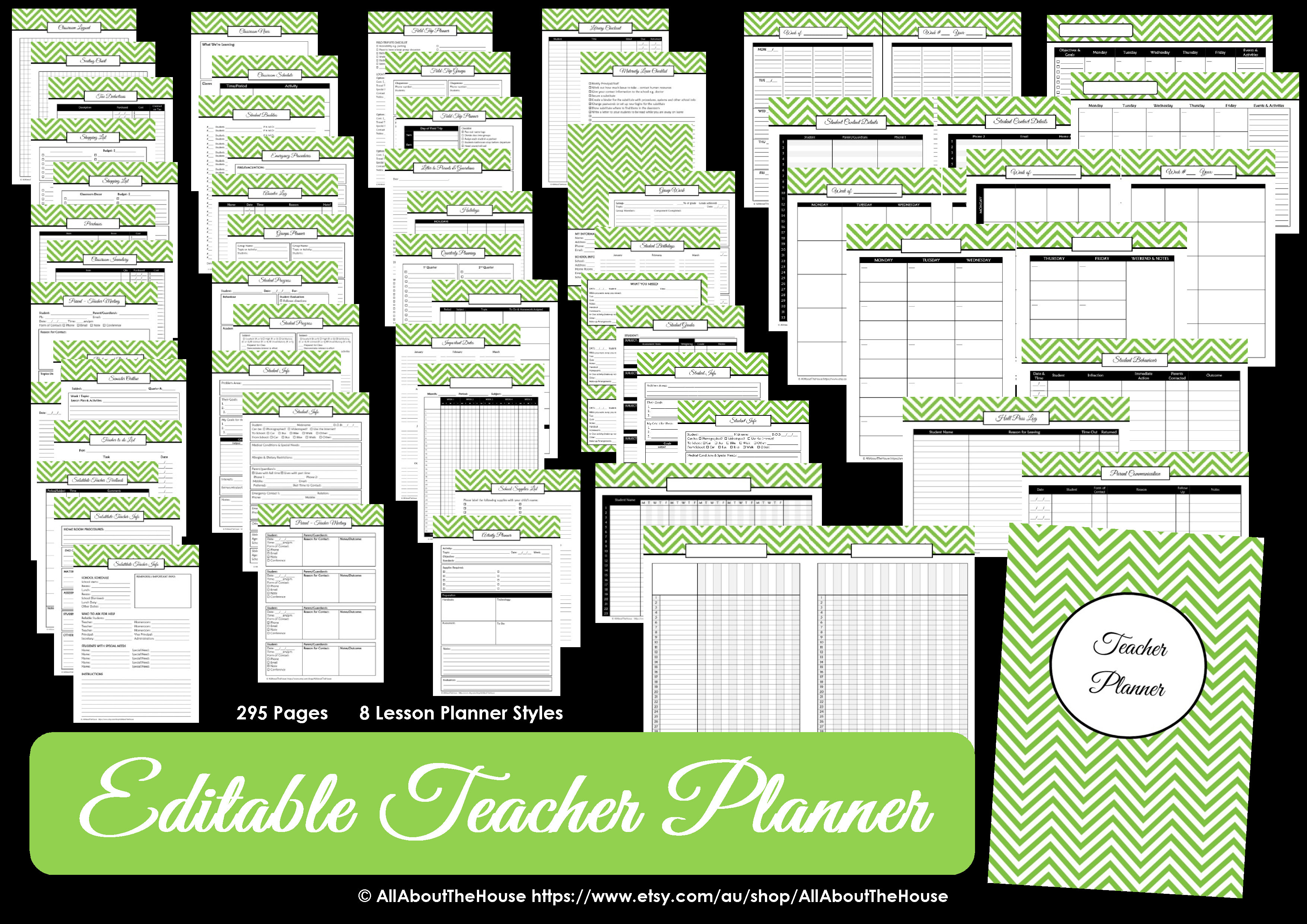 teacher planner printable editable planner chevron