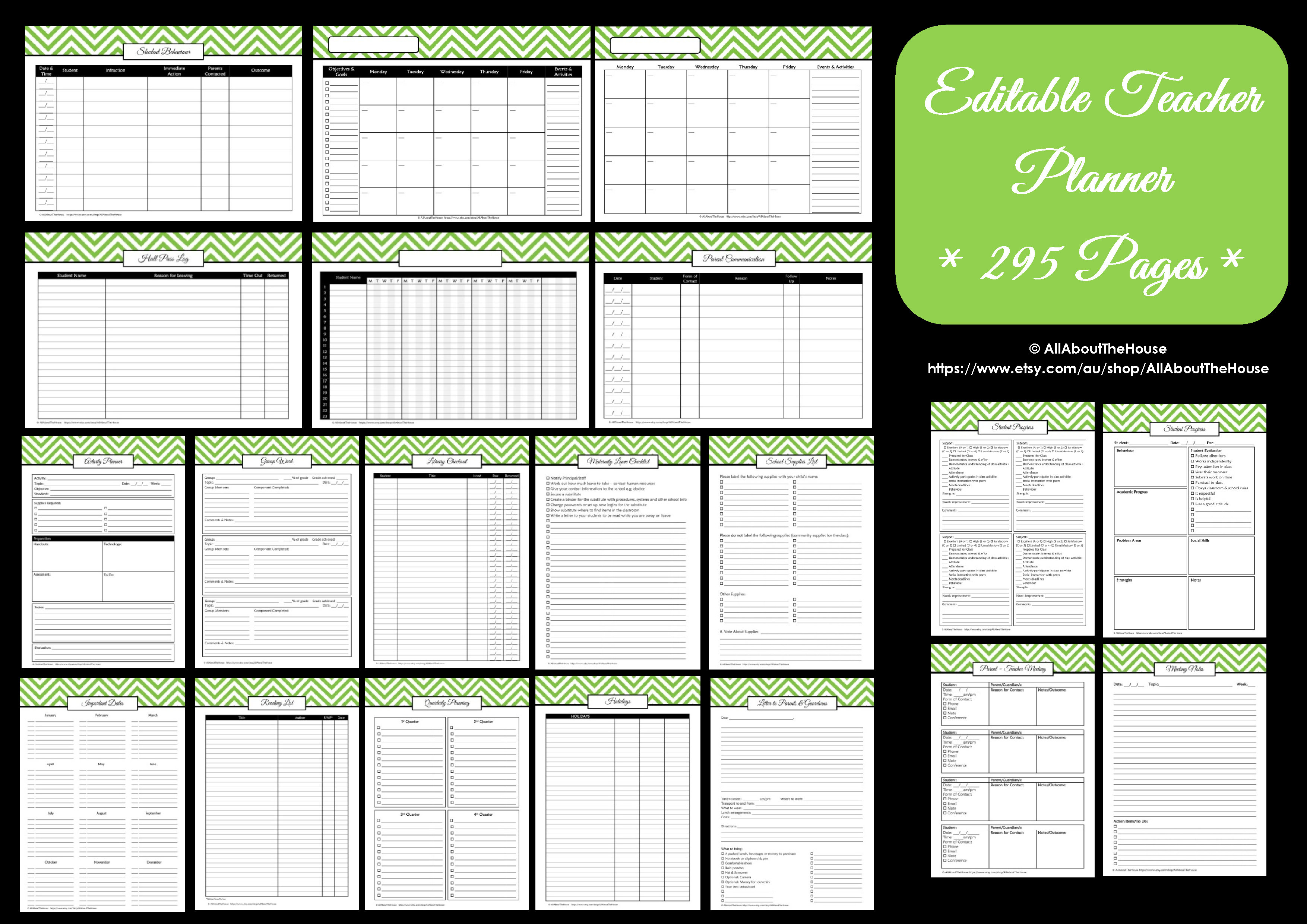 teacher planner printable organizer lesson planner calendar