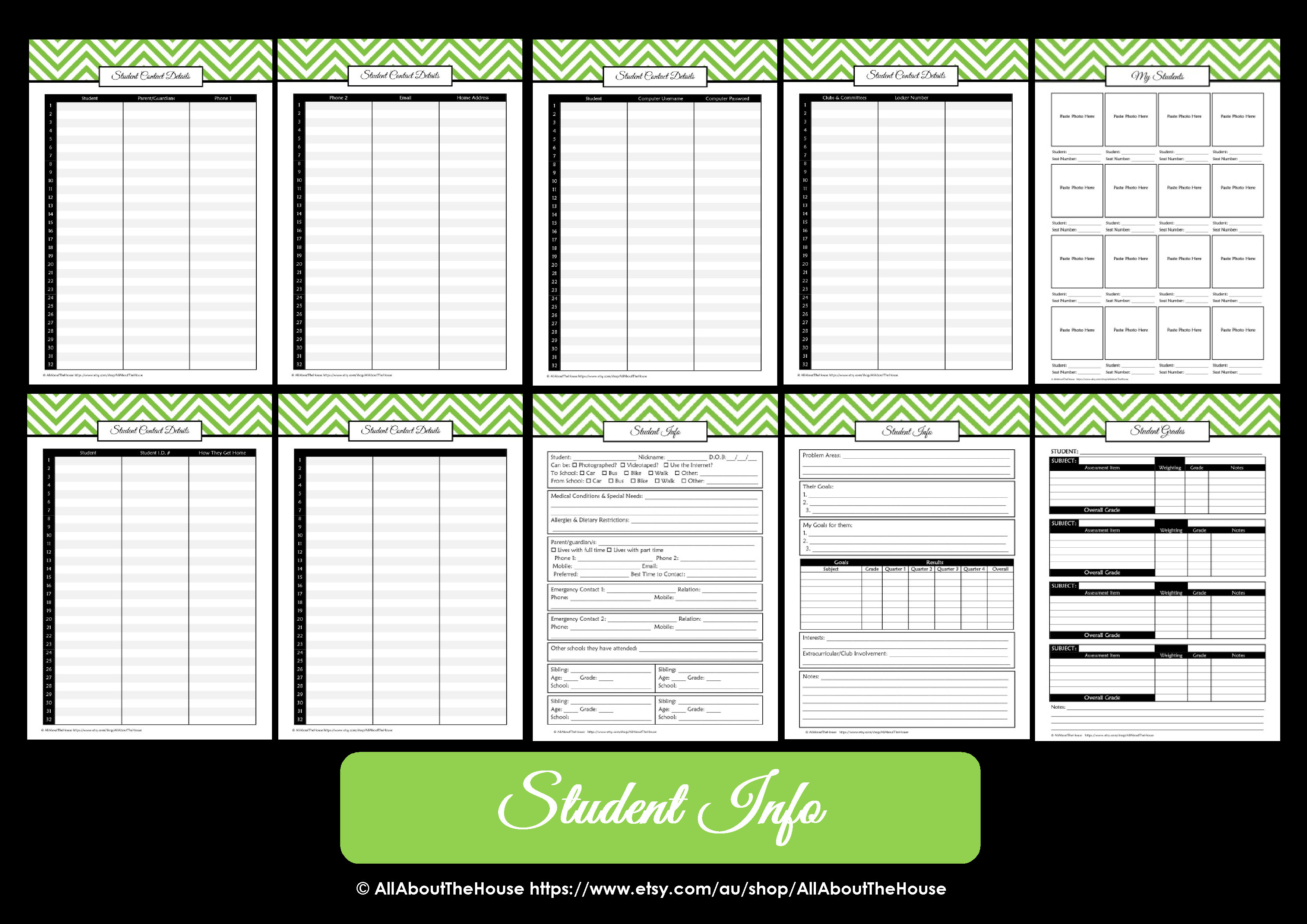 teacher planner printable student information data binder