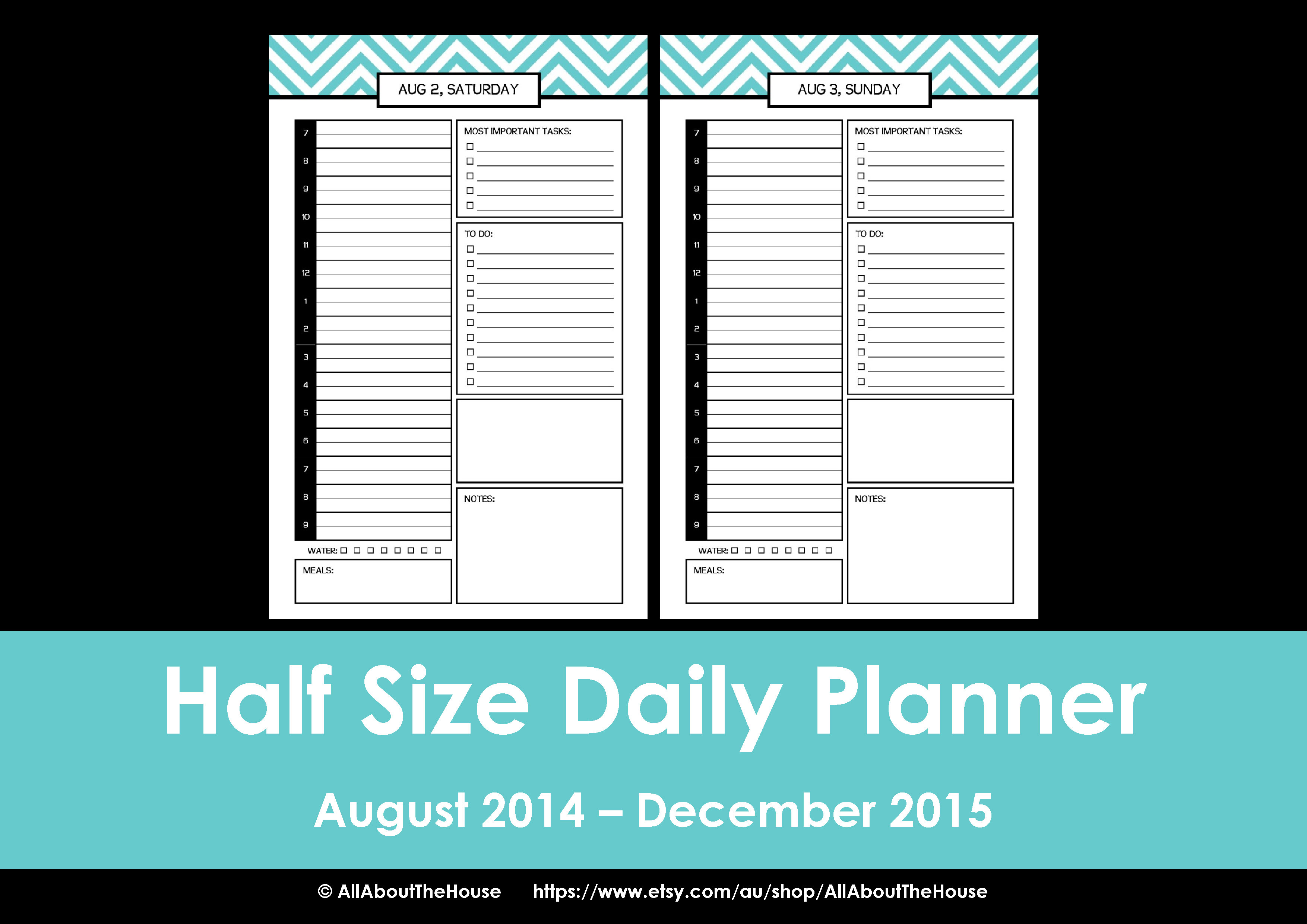 Half Size printable planner 2014 2015 chevron editable 4