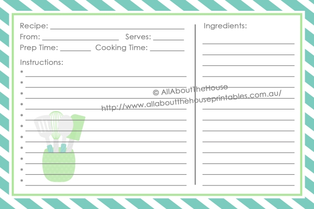 4 x 6 Recipe Card - Style 3 Front
