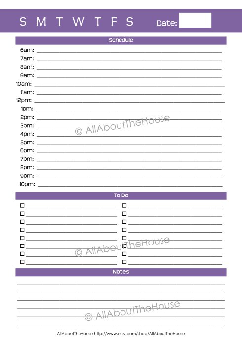 Daily Notes page - purple